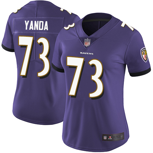 Women's Baltimore Ravens #73 Marshal Yanda Purple Vapor Untouchable Limited NFL Jersey(Run Small)